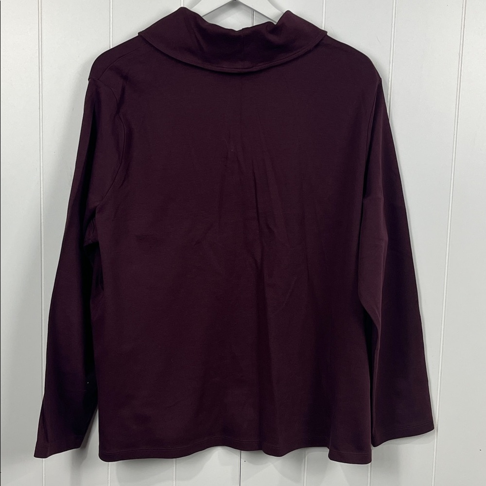 L.L. Bean Women's Pullover Top 2X Plus Burgundy Shawl Collar 100% Cotton NWOT - Picture 9 of 12